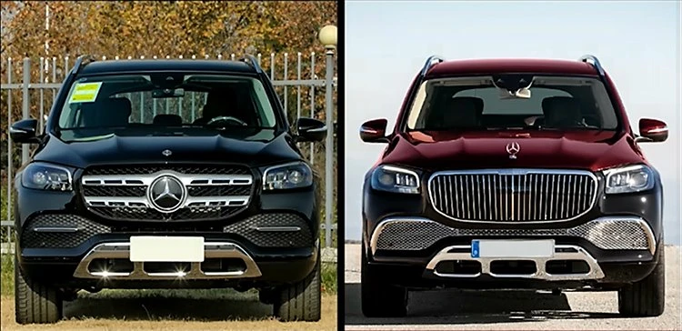 Mercedes-Benz X167 GLS-Class modified Maybach body kit before and after installation comparison Mercedes-Benz X167 GLS-Class modified Maybach body kit before and after installation comparison