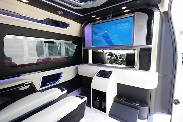 Luxury partition wall based on Toyota Hiace with rest pedals