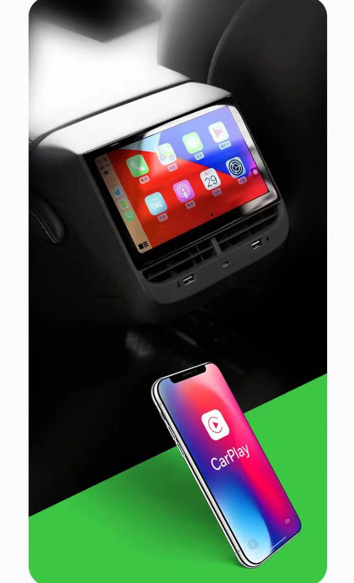 Tesla Model 3 and Y central armrest rear entertainment system with carplay